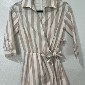 Von Maur Striped Wrap Romper with Tie Waist